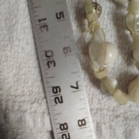 Lc Lauren Conrad white beads yellow ribbon goldtone necklace - Picture 2 of 4